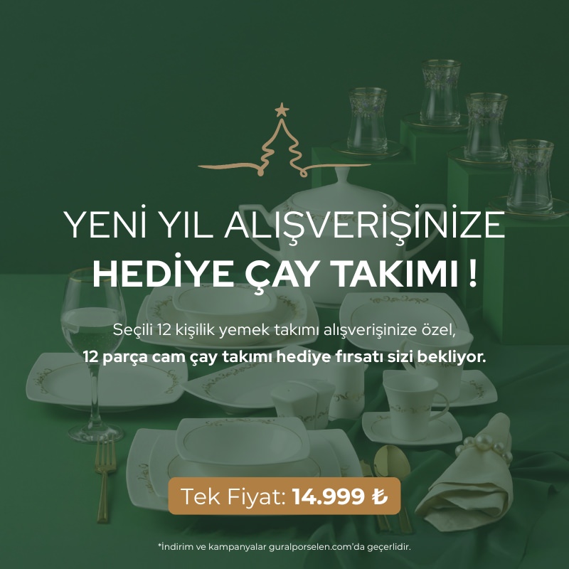 12 Kişilik Yemek Takımı Alana + 12 Parça 6 Kişilik Çay Takımı Hediye