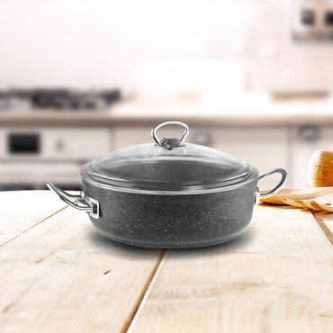 AMETİS 24 cm GRANİT TENCERE - ANTRASİT - GÜRAL ÇELİK