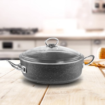 AMETİS 30 cm GRANİT TENCERE - ANTRASİT - GÜRAL ÇELİK