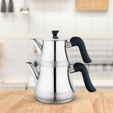 Lale Orta Boy Çaydanlık - Antrasit - GÜRAL ÇELİK