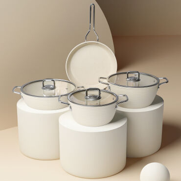 Açelya 7 Parça Granit Tencere Takımı Beyaz - GÜRAL PORSELEN