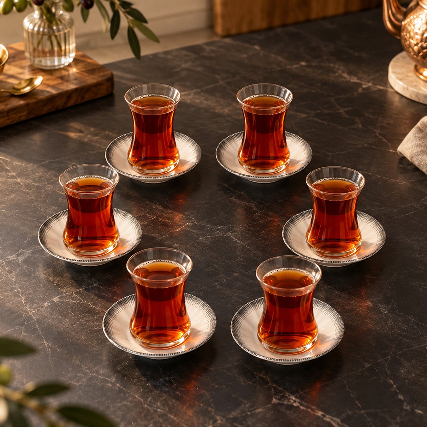 Acem 6 Parça 10 cm Porselen Çay Tabağı Seti - GÜRAL PORSELEN (1)