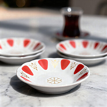 Acem 6 Parça 10 cm Porselen Çay Tabağı Seti - GÜRAL PORSELEN