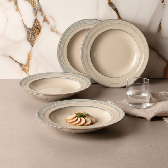 Güral 6 Adet 22 Cm Çukur Yemek Tabağı Reaktif Agate 969 - 3