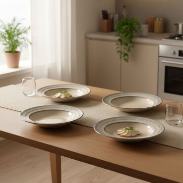 Güral 6 Adet 22 Cm Çukur Yemek Tabağı Reaktif Agate 969 - GÜRAL PORSELEN (1)