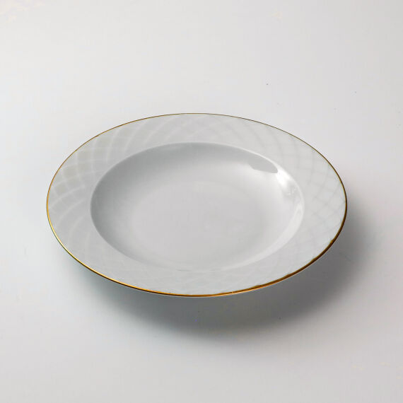 Alfa 6 Parça 22 Cm Çukur Yemek Tabağı Mat Altın File - 1