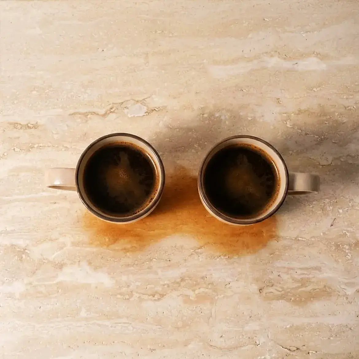Bej Rölyef Desenli 2'li Porselen Mug Bardak Seti - GÜRAL PORSELEN (1)