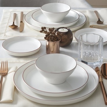 Bilbao 16 Parça 4 Kişilik Bone Yemek Takımı - Copper Bakır - GÜRAL PORSELEN