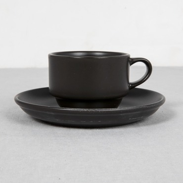 Bodrum Bone Çay Fincanı Ve Tabağı Siyah Mat - GÜRAL PORSELEN