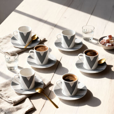 Camelia 12 Parça 6 Kişilik Kahve Fincan Takımı 6245 - GÜRAL PORSELEN