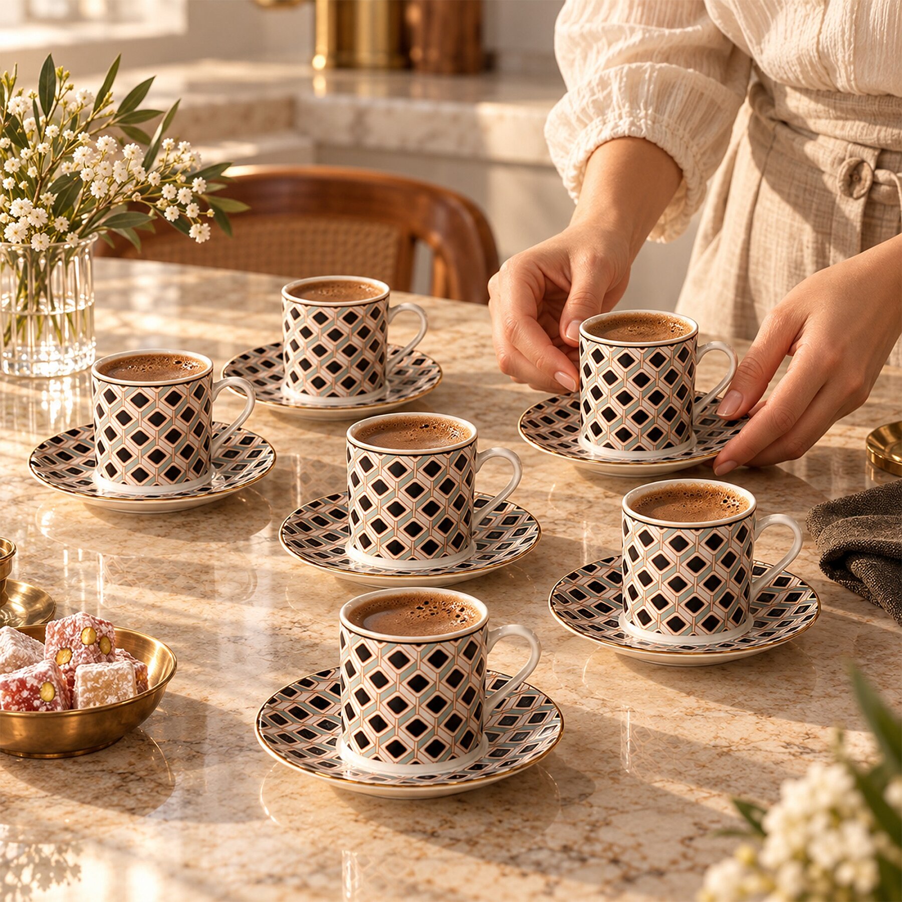 Camelia 12 Parça 6 Kişilik Kahve Fincan Takımı 65112 - GÜRAL PORSELEN