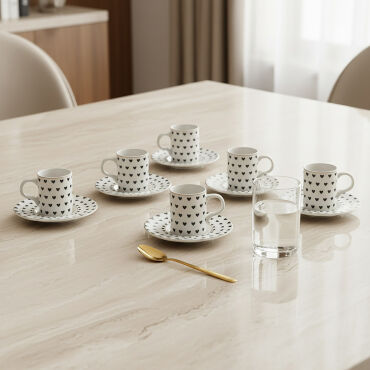Camelia 12 Parça 6 Kişilik Kahve Fincan Takımı 6656 - GÜRAL PORSELEN