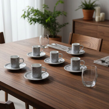 Camelia 12 Parça 6 Kişilik Kahve Fincan Takımı 6707 - GÜRAL PORSELEN