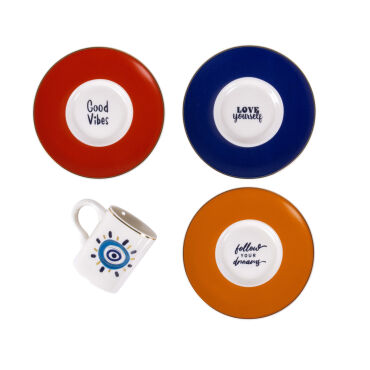 Camelia 12 Parça 6 Kişilik Kahve Takımı 6705 Nazar - GÜRAL PORSELEN