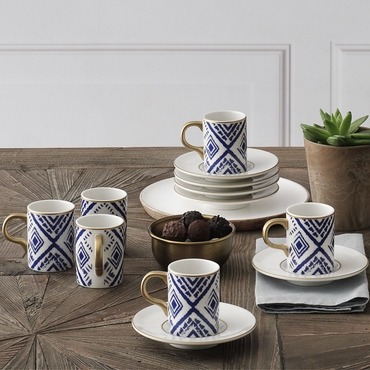 Camelia 12 Parça 6 Kişilik Türk Kahvesi Fincan Takımı - 5555 - GÜRAL PORSELEN