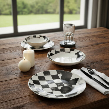 Camelia 4 Parça Sıngle Yemek Takımı Satranç At - GÜRAL PORSELEN