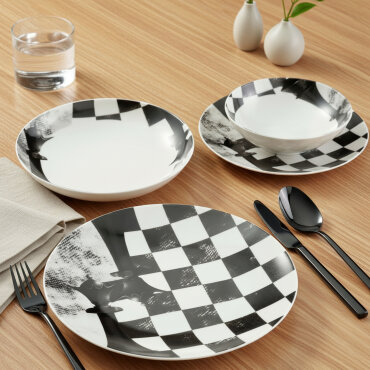 Camelia 4 Parça Sıngle Yemek Takımı Satranç Vezir - GÜRAL PORSELEN