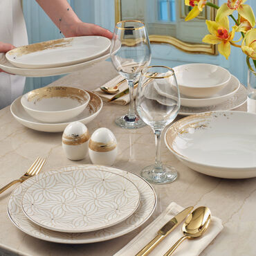 CAMELİA 54 PARÇA 12 KİŞİLİK YEMEK TAKIMI GOLD 6420 - GÜRAL PORSELEN