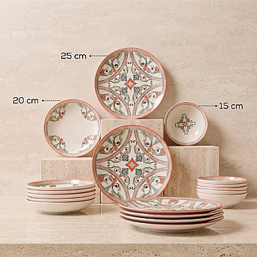 Camelia Rustik 6 Kişilik 18 Parça Yemek Takımı 63053 - GÜRAL PORSELEN