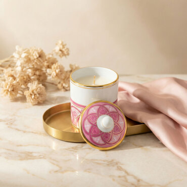 El Dekoru Altın Yaldızlı Kapaklı Porselen Mumluk & Dekoratif Kutu - GÜRAL PORSELEN