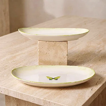 Elips 2'li 25 cm Porselen Kayık Tabak Seti - GÜRAL PORSELEN (1)