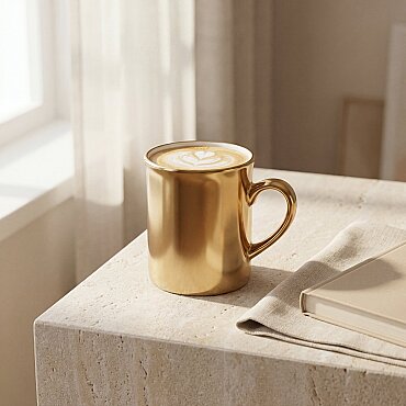 Gold Efekt Kaplama Porselen Kupa - GÜRAL PORSELEN