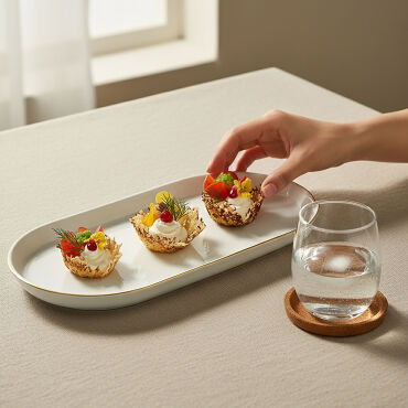 Bilbao 2 Parça 30x16 Cm Kayık Tabak Mat Altın File - GÜRAL PORSELEN