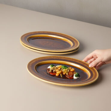 Valeron 2 Adet 24 Cm Kayık Tabak Reaktif Saura 137 - GÜRAL PORSELEN