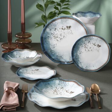 Nesrin 24 Parça 6 Kişilik Bone Yemek Takımı - 1341 - GÜRAL PORSELEN