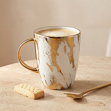 Gold Desenli Efekt Kaplama Porselen Kupa - GÜRAL PORSELEN