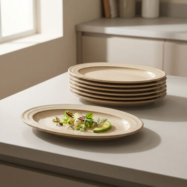 Güral 2 Adet 24 Cm Kayık Tabak Reaktif Agate Vr 969 - GÜRAL PORSELEN