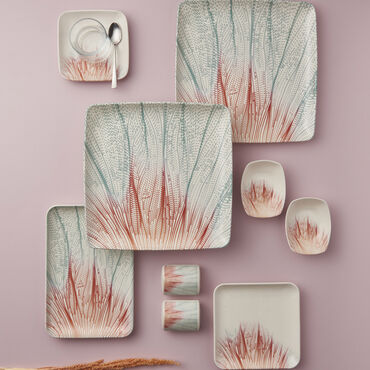 Angelica 33 Parça 6 Kişilik Kare Bone Kahvaltı Takımı - 2059 - GÜRAL PORSELEN