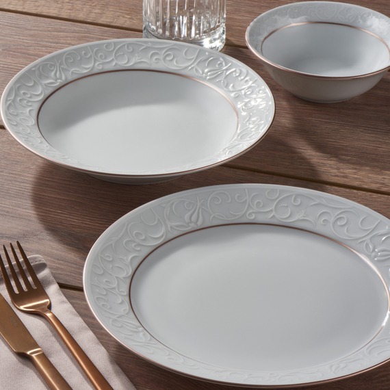 Bahar Dalı 16 Parça 4 Kişilik Yemek Takımı - Copper Bakır - 1