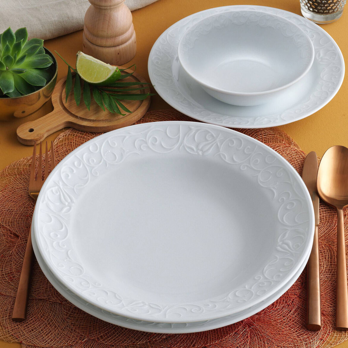 Bahar Dalı 6 Adet 22 Cm Çukur Yemek Tabağı