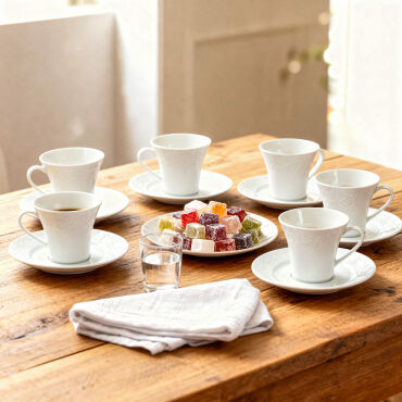 Bahar Dalı 6 Kişilik Kahve Fincan Takımı - GÜRAL PORSELEN