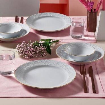 Bahar Dalı 6 Parça 25 cm Servis Tabağı Mat Gold - GÜRAL PORSELEN