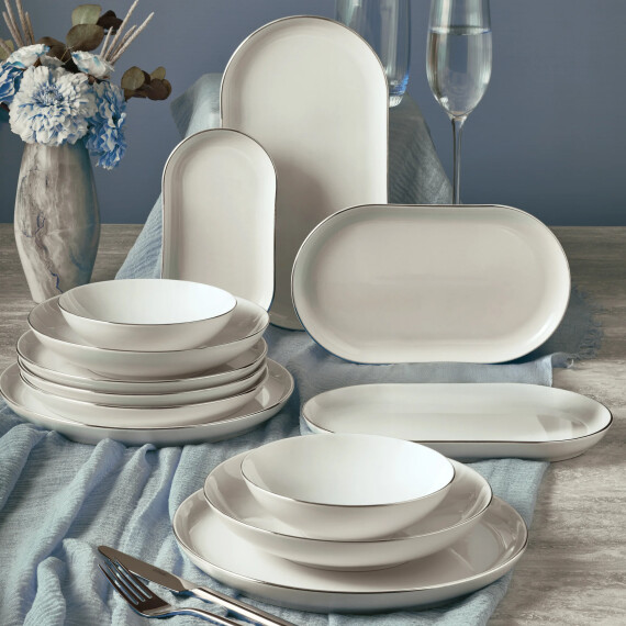 Bilbao 27 Parça 6 Kişilik Yemek Takımı Gümüş Yaldız 220 - GÜRAL PORSELEN