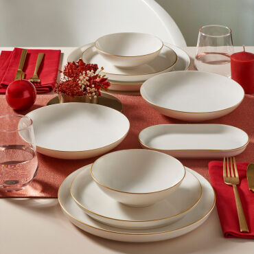 Bilbao 27 Parça 6 Kişilik Yemek Takımı Mat Gold - GÜRAL PORSELEN