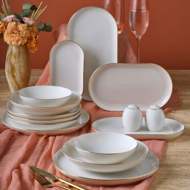 Bilbao 30 Parça 6 Kişilik Yemek Takımı Altın Yaldız - GÜRAL PORSELEN