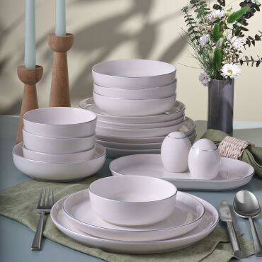 Bilbao 54 Parça 12 Kişilik Yemek Takımı Gümüş Yaldız 220 - GÜRAL PORSELEN