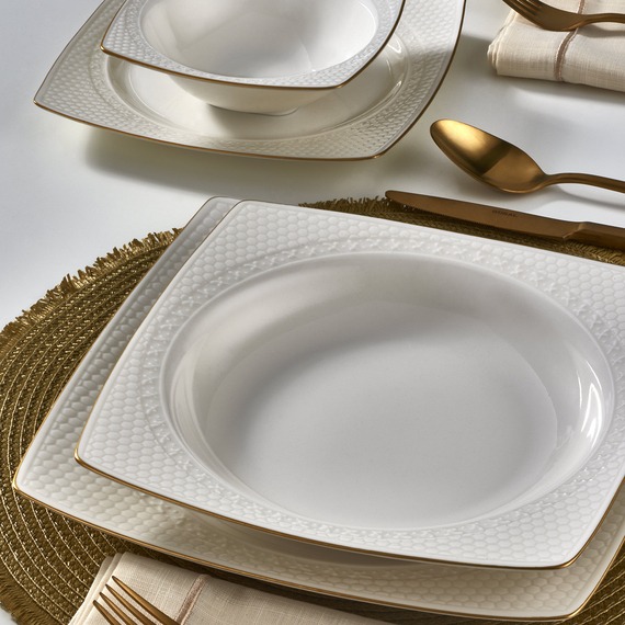 Bonenjoy 8 Parça 2 Kişilik Bone Yemek Takımı - Gold - 3