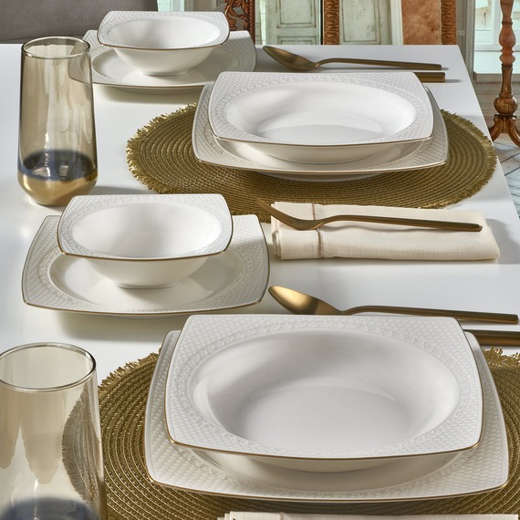 Bonenjoy 8 Parça 2 Kişilik Bone Yemek Takımı - Gold - 1