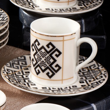 CAMELİ 12 PARÇA 6 KİŞİLİK KAHVE FİNCAN TAKIMI 62491 - GÜRAL PORSELEN