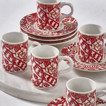 CAMELIA 12 PARÇA 6 KİŞİLİK BONE TÜRK KAHVESİ FİNCAN TAKIMI - 5625 - GÜRAL PORSELEN