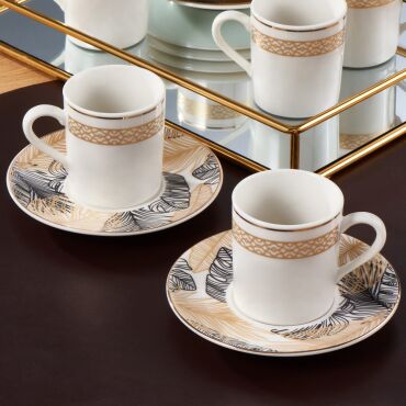 Camelia 12 Parça 6 Kişilik Kahve Fincan Takımı 6253 - GÜRAL PORSELEN