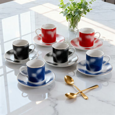 Camelia 12 Parça 6 Kişilik Kahve Fincan Takımı 62421 - GÜRAL PORSELEN