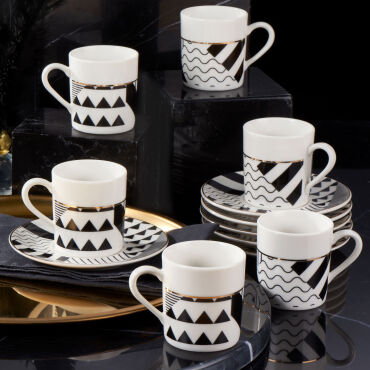 Camelia 12 Parça 6 Kişilik Kahve Takımı Siyah 62501 - GÜRAL PORSELEN