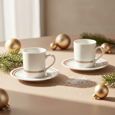 Camelia 2 Kişilik Kahve Fincanı Takımı Yeşil (Türk Kahvesi Hediyeli) - GÜRAL PORSELEN