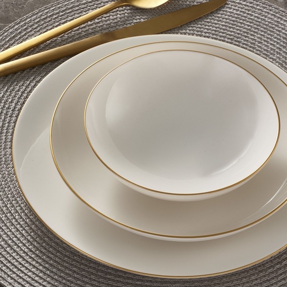 Camelia 24 Parça 6 Kişilik Bone Yemek Takımı - Gold - 3