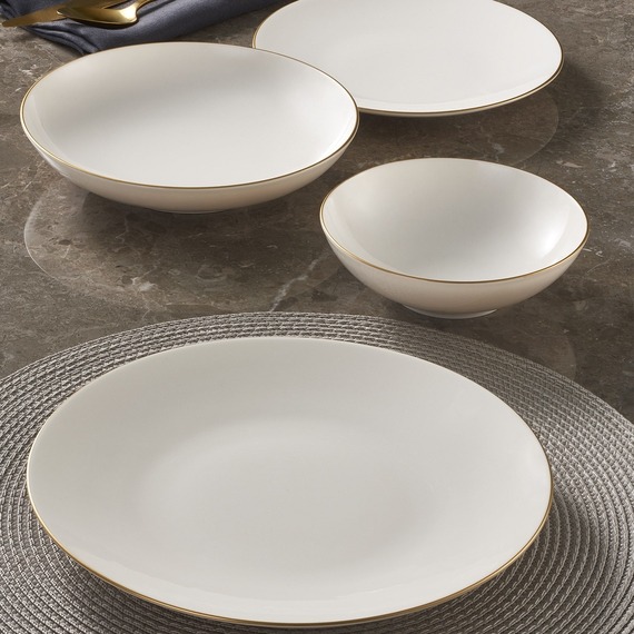 Camelia 24 Parça 6 Kişilik Bone Yemek Takımı - Gold - 4